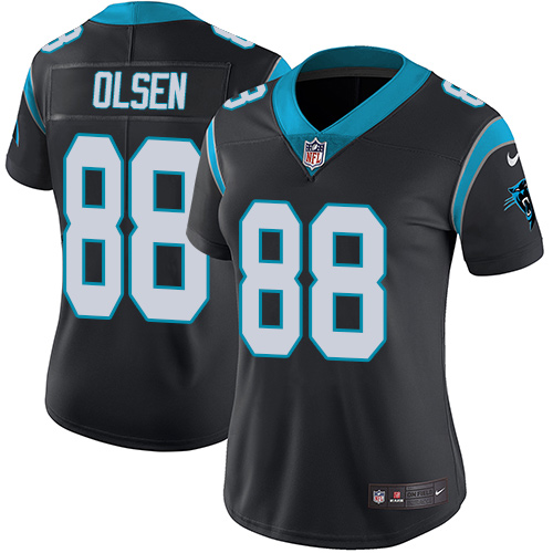 Nike Panthers #88 Greg Olsen Black Team Color Women's Stitched NFL Vapor Untouchable Limited Jersey - Click Image to Close